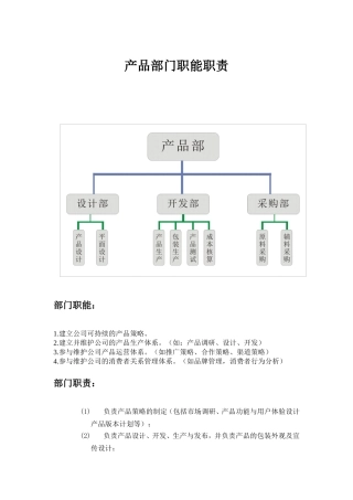 产品部门职能职责