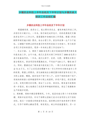乡镇农业科技上半年总结及下半年计划与乡镇农函大培训工作总结汇编