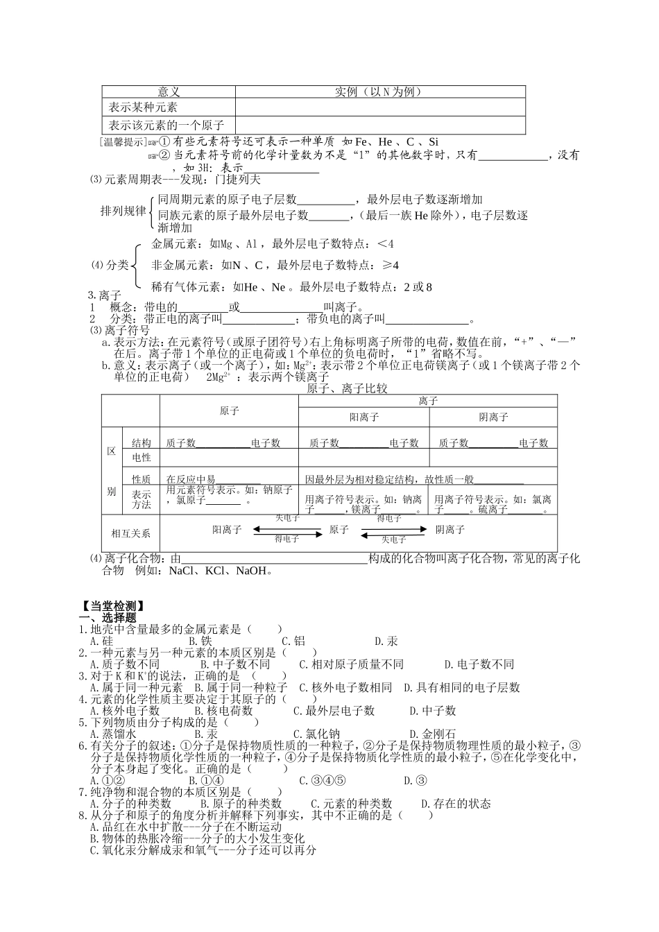 第三单元《物质构成的奥秘》复习学案_第2页