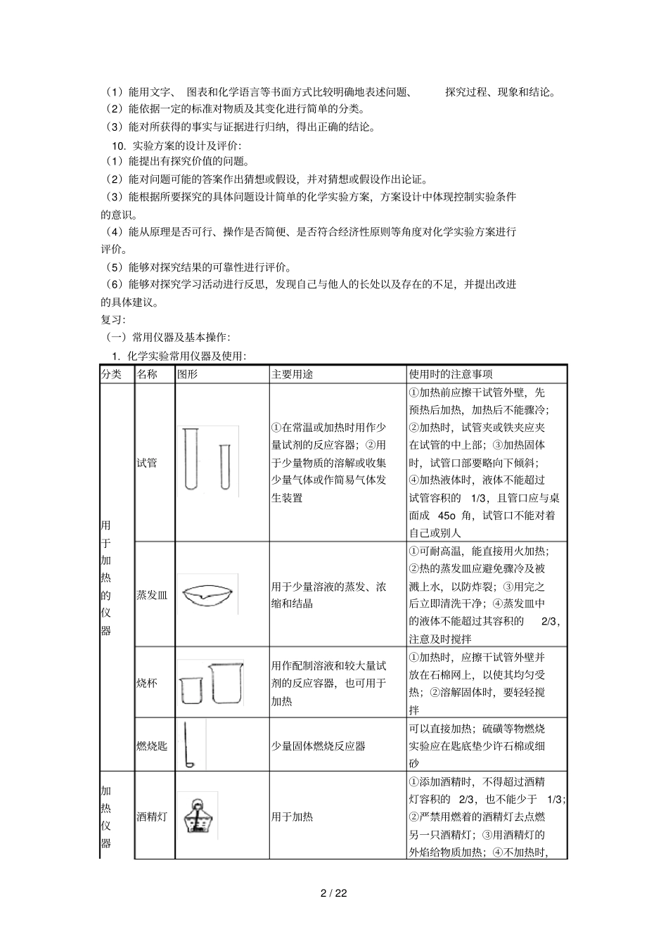 中考化学复习试验专题突破——化学基本试验和科学探究_第2页