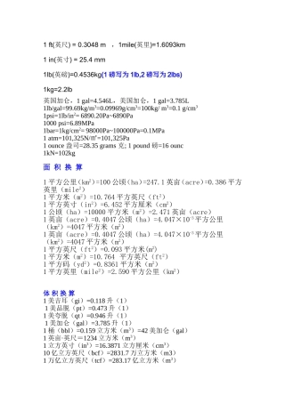 单位换算全部汇总