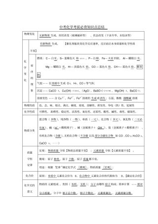 中考化学必背知识点总结