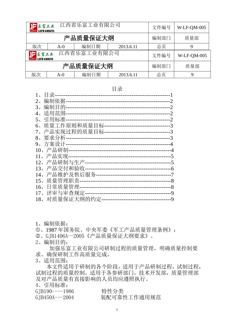产品质量保证大纲_第1页