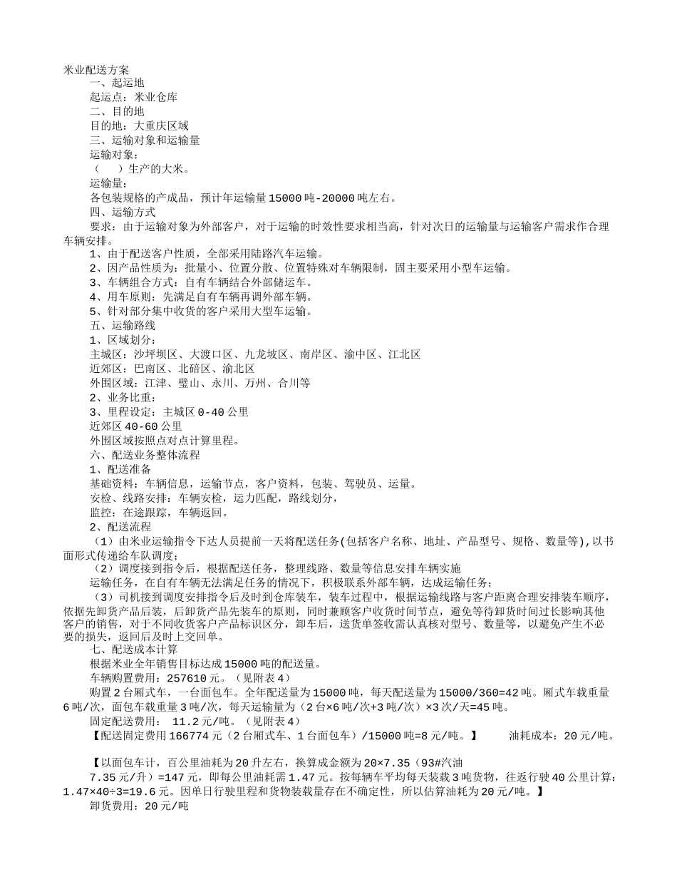 大米配送实施方案_第1页