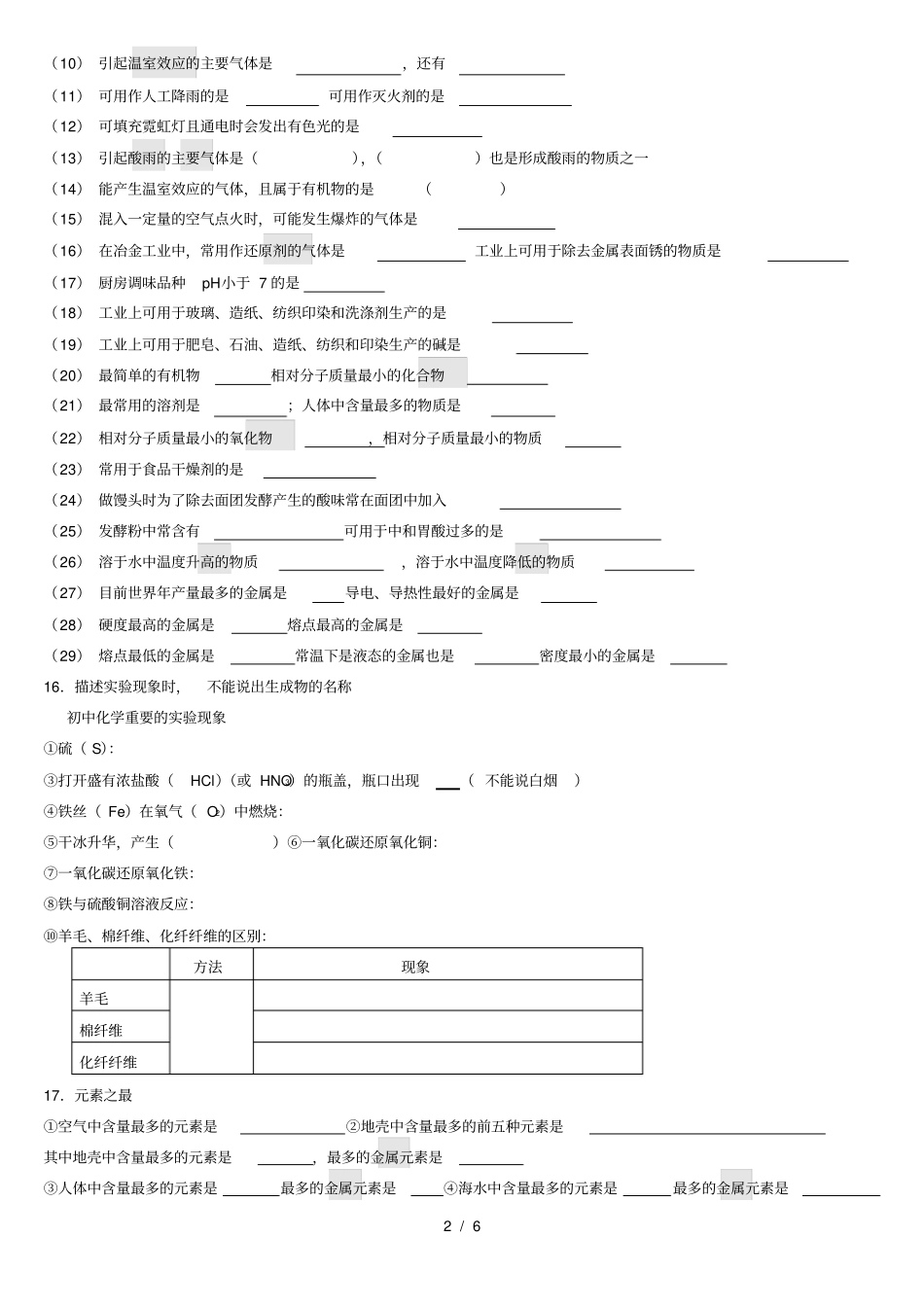 中考化学易错知识点集锦学生版_第2页