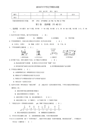 中考化学模拟试题