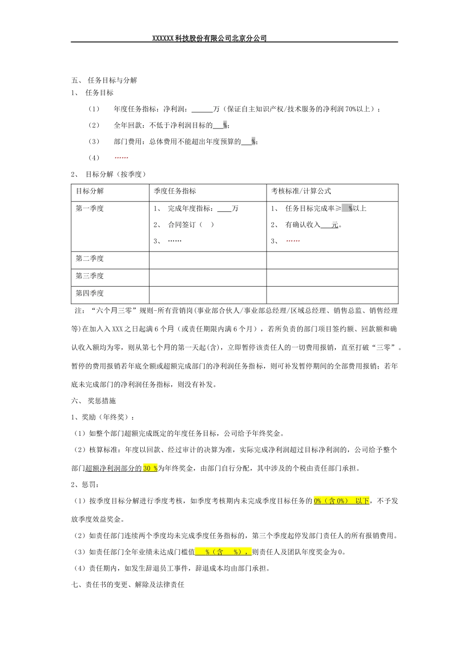 部门目标责任书_第2页