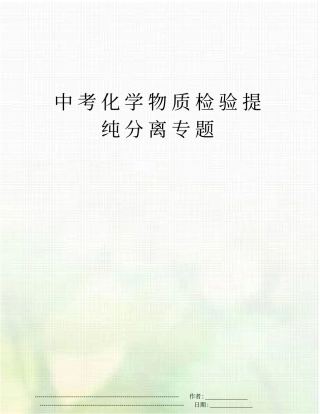 中考化学物质检验提纯分离专题