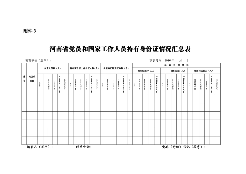 持有身份证情况自查表_第3页