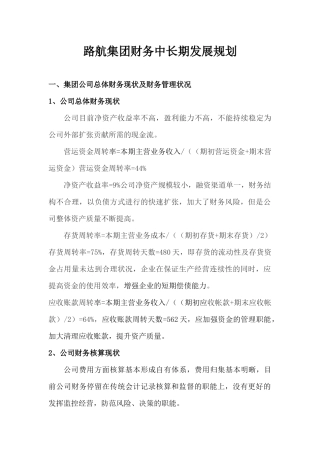 财务中长期发展规划