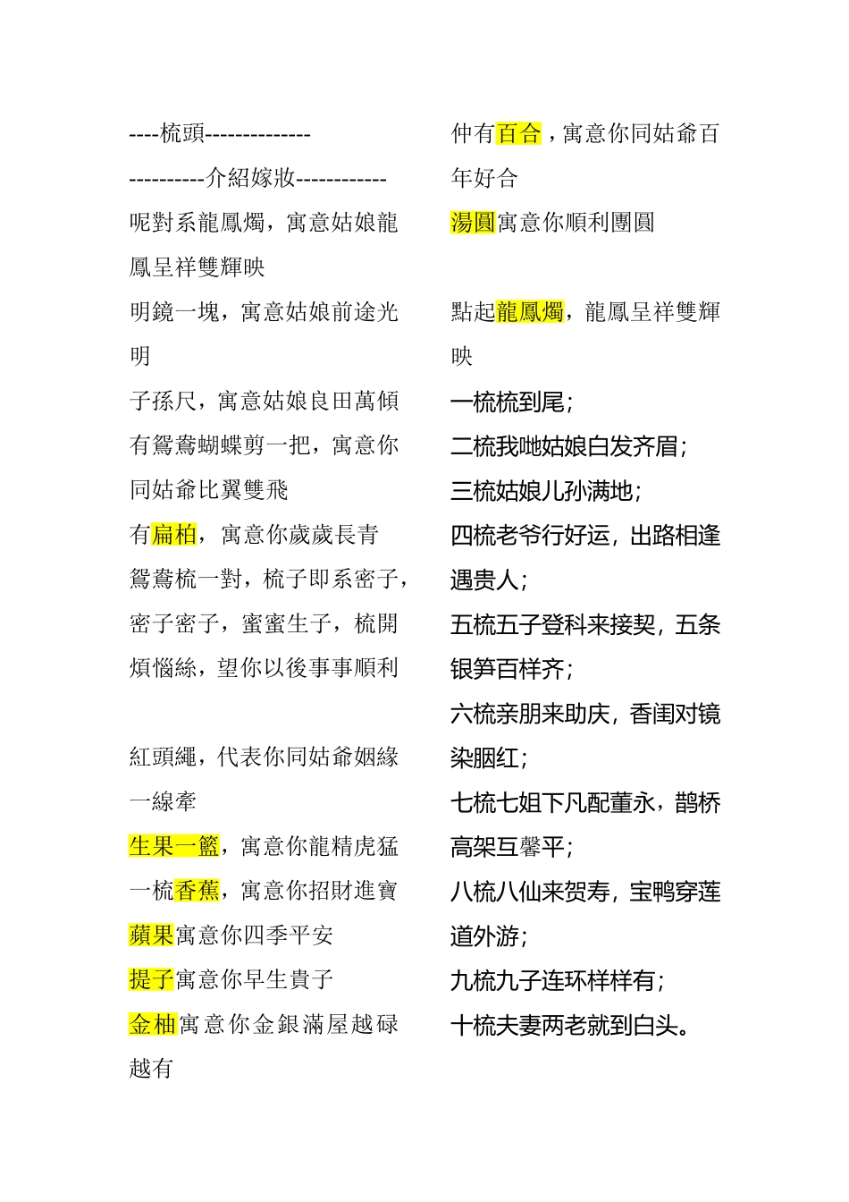 大妗姐金句(广东梳头敬茶习俗话语)_第1页