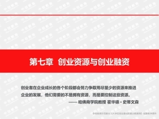 第七章  创业资源与创业融资