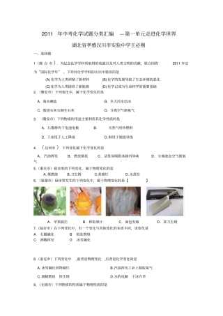 中考化学试题分类大全走进化学世界