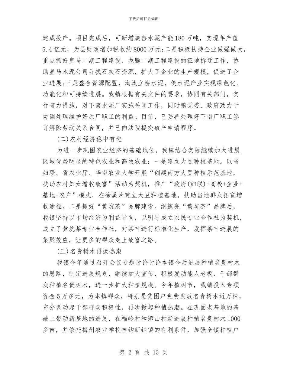 乡镇工作年终总结与乡镇干部2024上半年工作总结汇编_第2页