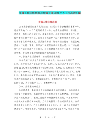 乡镇工作年终总结与乡镇干部2024个人工作总结汇编