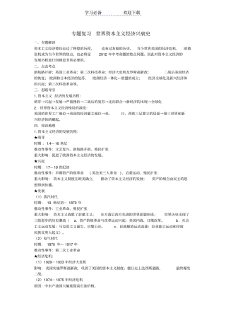 中考历史专题复习世界资本主义经济兴衰史新人教版