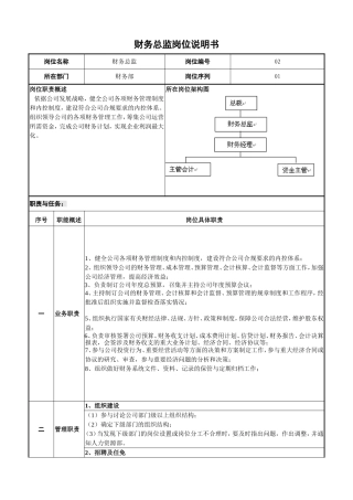 财务总监岗位说明书