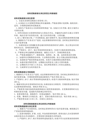 材料采购部岗位职责及考核细则