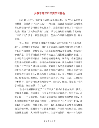 乡镇干部三严三实学习体会