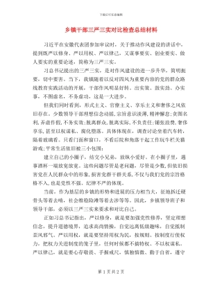 乡镇干部三严三实对照检查总结材料