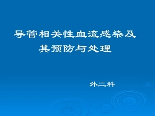 导管相关性血流感染及其预防与处理
