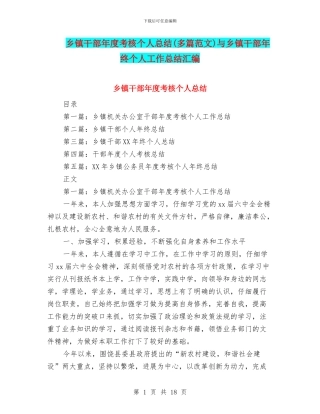 乡镇干部年度考核个人总结与乡镇干部年终个人工作总结汇编