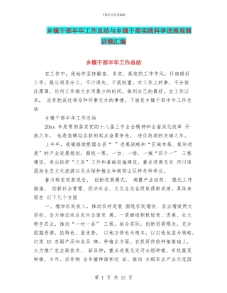 乡镇干部半年工作总结与乡镇干部实践科学发展观演讲稿汇编