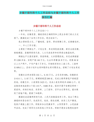 乡镇干部年终个人工作总结与乡镇干部年终个人工作报告汇编