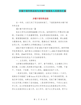 乡镇干部年终总结与乡镇干部服务人民报告汇编