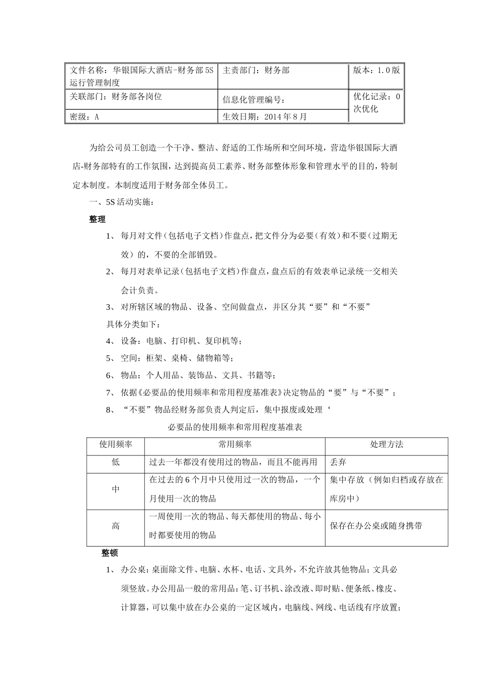 财务部-5S运行管理制度_第1页
