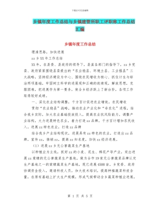 乡镇年度工作总结与乡镇建管所职工评职称工作总结汇编