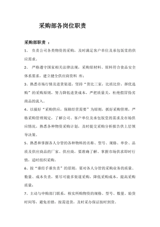 采购部各岗位职责