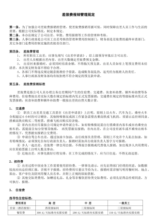 差旅费报销管理规定