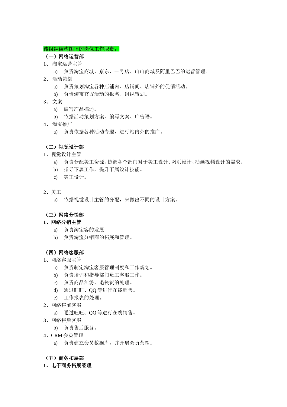 电商部门组织架构及职责【完整版】_第2页