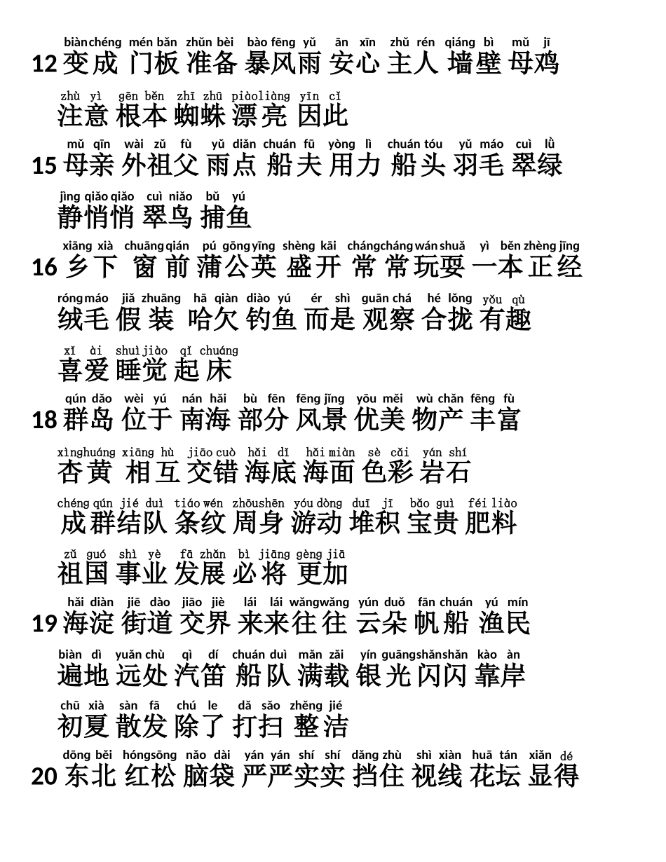 部编版三年级语文上册词语表拼音版_第2页