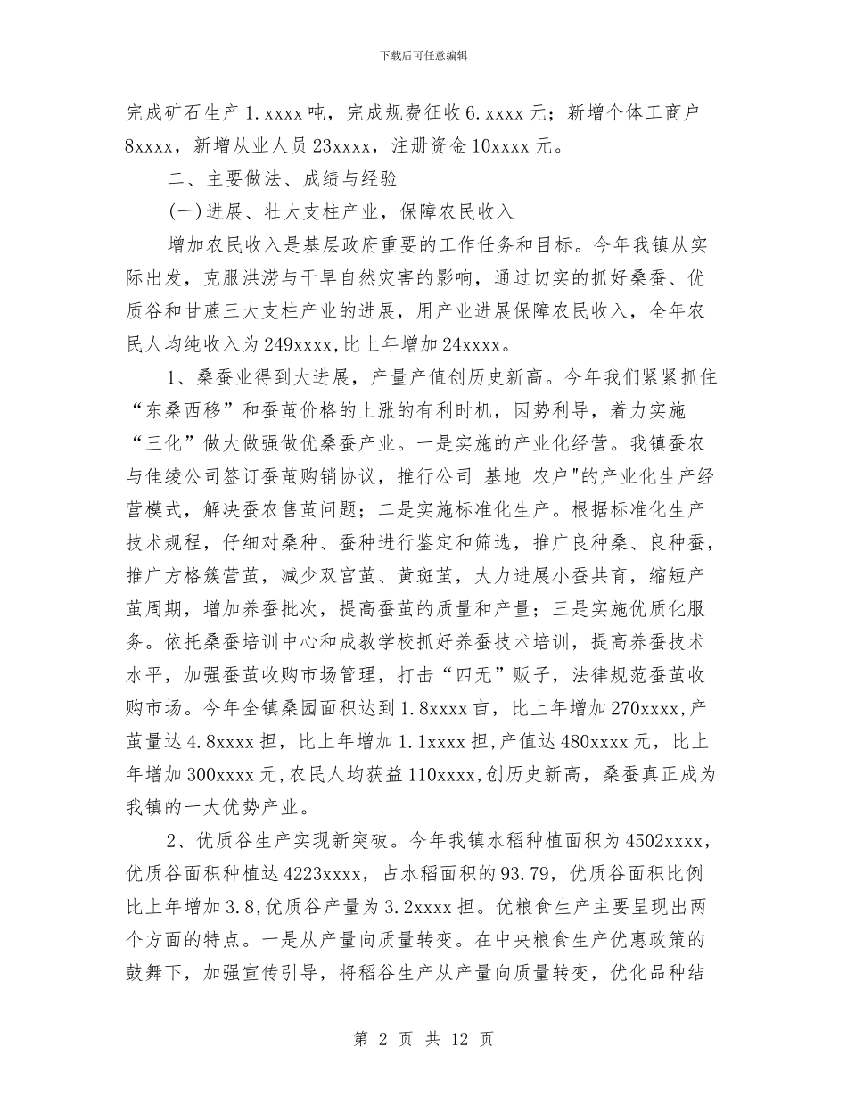 乡镇政府2024年度工作总结与乡镇政府上半年特色改革工作总结汇编_第2页