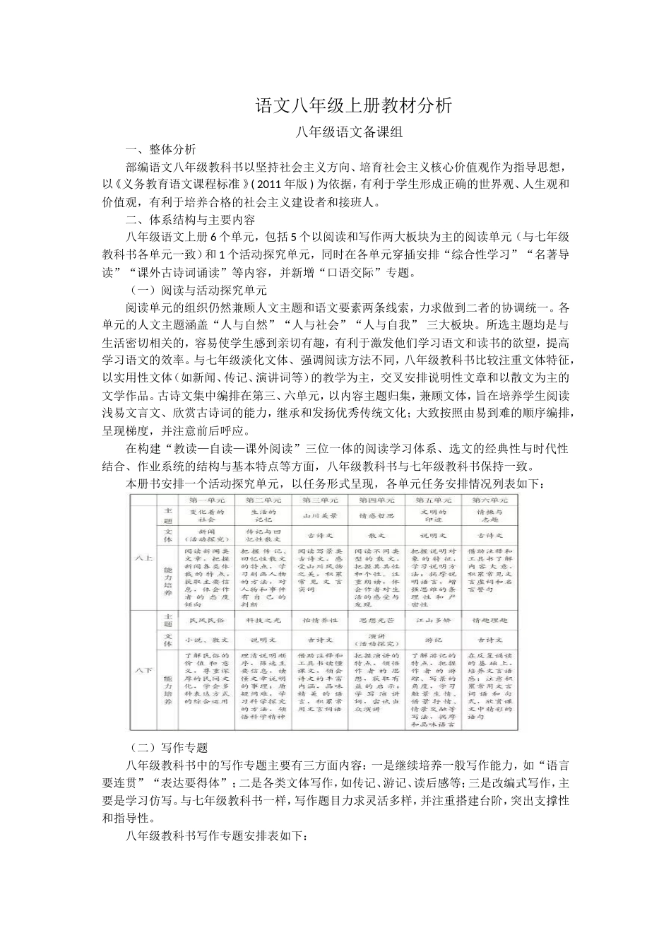 部编本语文八年级上册教材解读_第1页