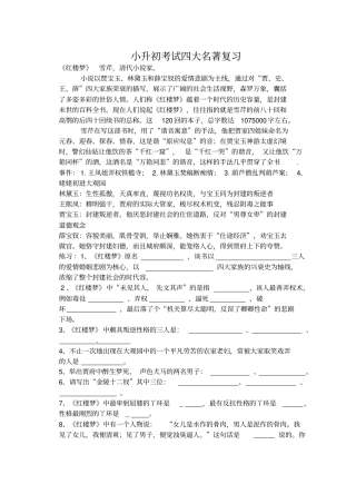 中考四大名著复习题及答案
