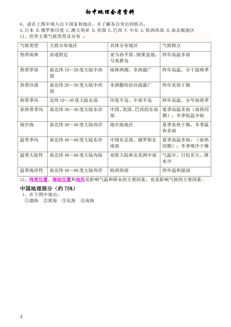 初中地理会考复习资料_第3页