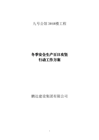 冬季安全生产百日攻坚行动工作方案
