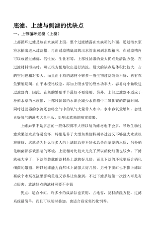 底滤、上滤与侧滤的优缺