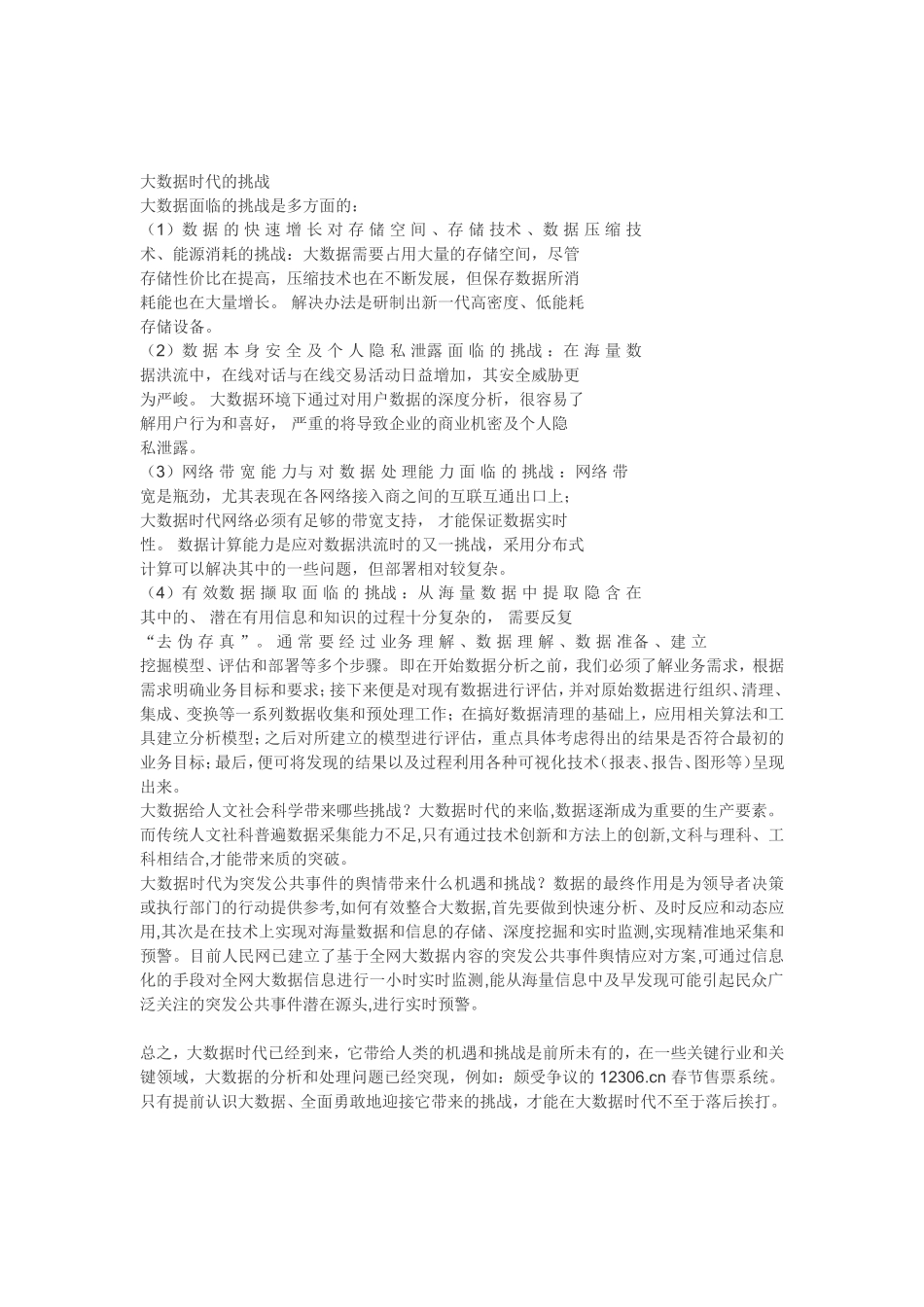 大数据时代的机遇与挑战论文3000字_第3页