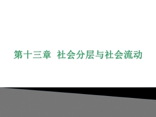 第十三章 社会分层与社会流动