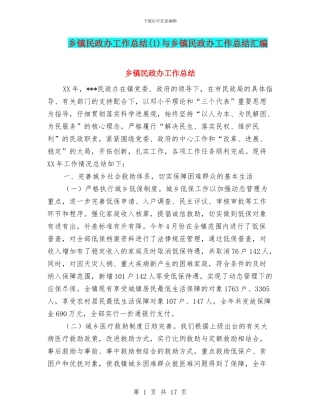 乡镇民政办工作总结与乡镇民政办工作总结汇编