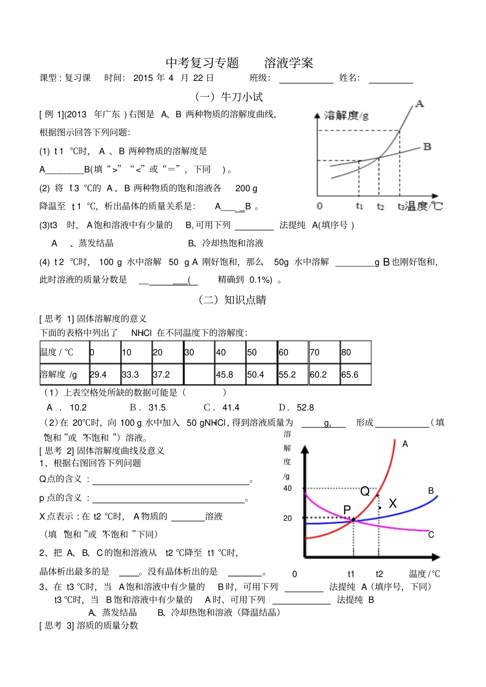 中考复习之溶液专题_第1页