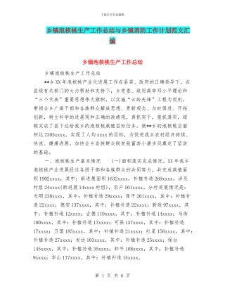 乡镇泡核桃生产工作总结与乡镇消防工作计划范文汇编