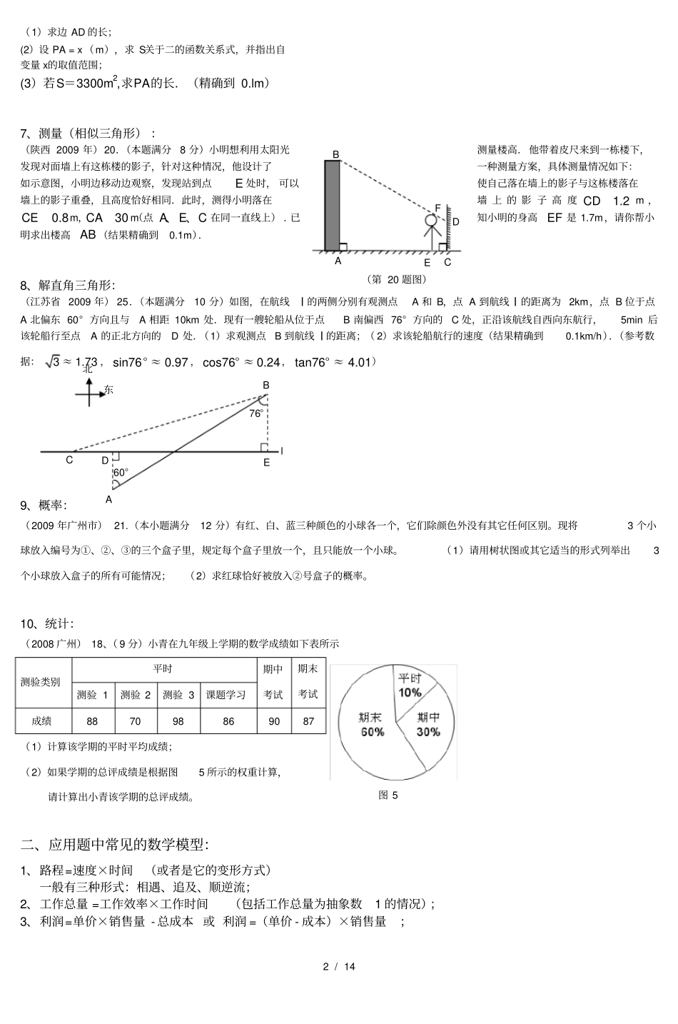 中考应用题大题复习_第2页