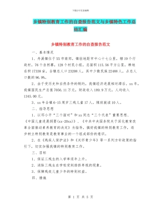 乡镇特殊教育工作的自查报告范文与乡镇特色工作总结汇编