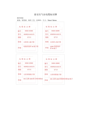 电缆标识牌模板