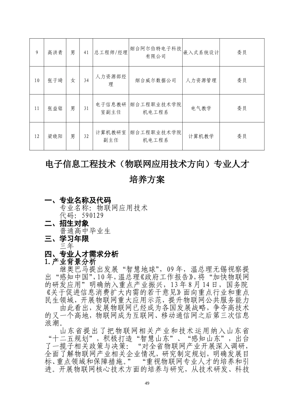 电子信息工程技术(联网应用技术方向)专业人才培养方案_第2页